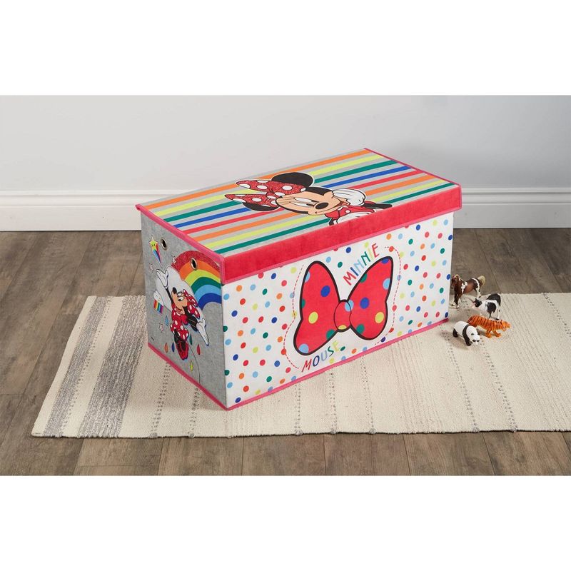 30" Minnie Mouse Rainbow Soft Storage Folding Bench