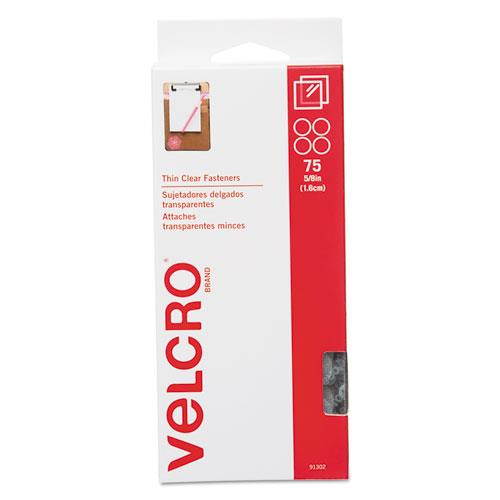 Velcro 91302 Sticky-Back Hook & Loop Fasteners  5/8   Diameter Coins  Clear  75 per Pack