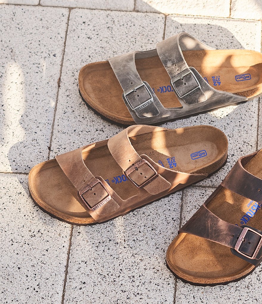 Birkenstock Arizona Men's Oiled Leather Soft Footbed Slip On Sandals