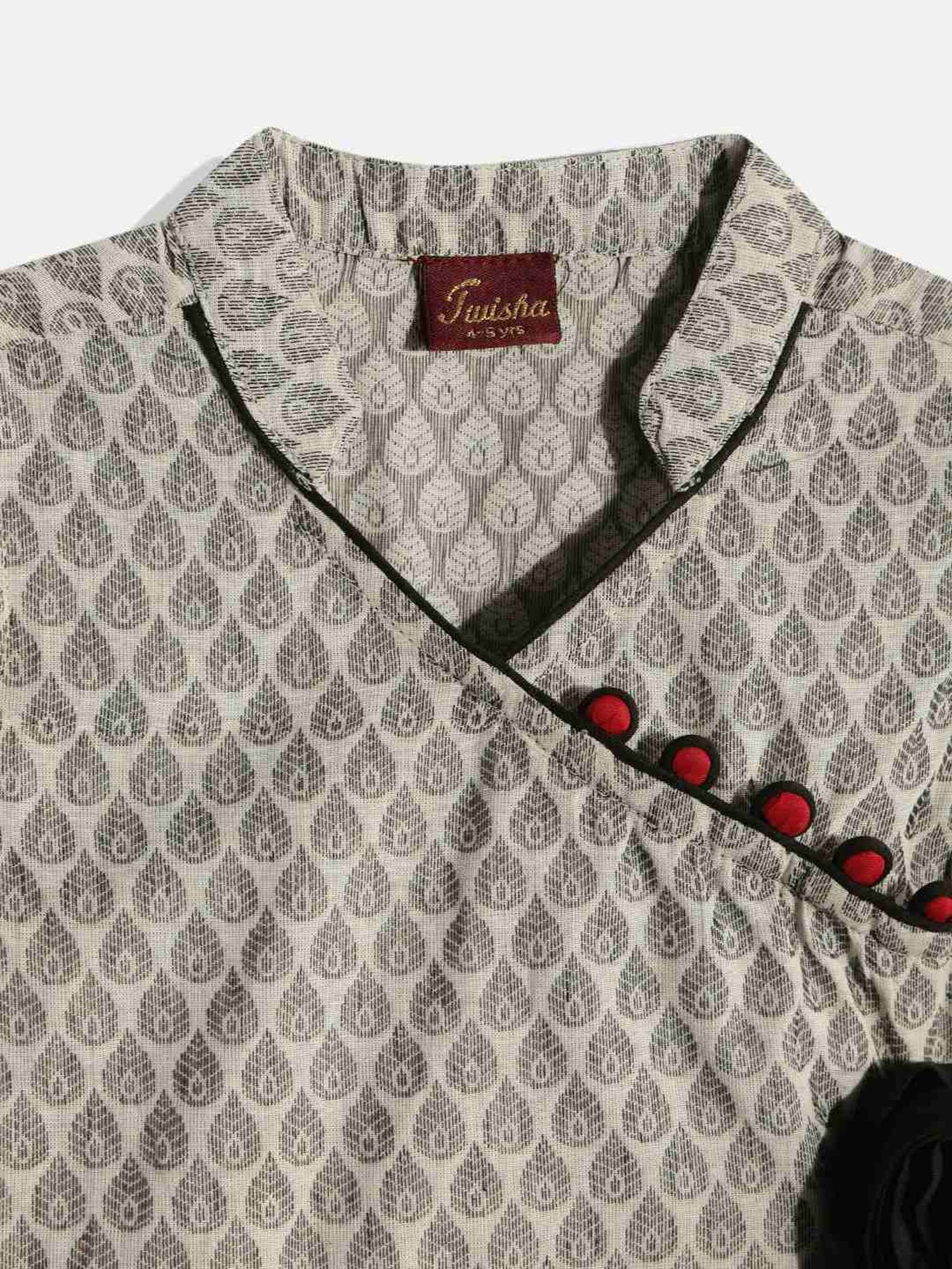 TWISHA Kids Grey & White Cotton Printed Top Set