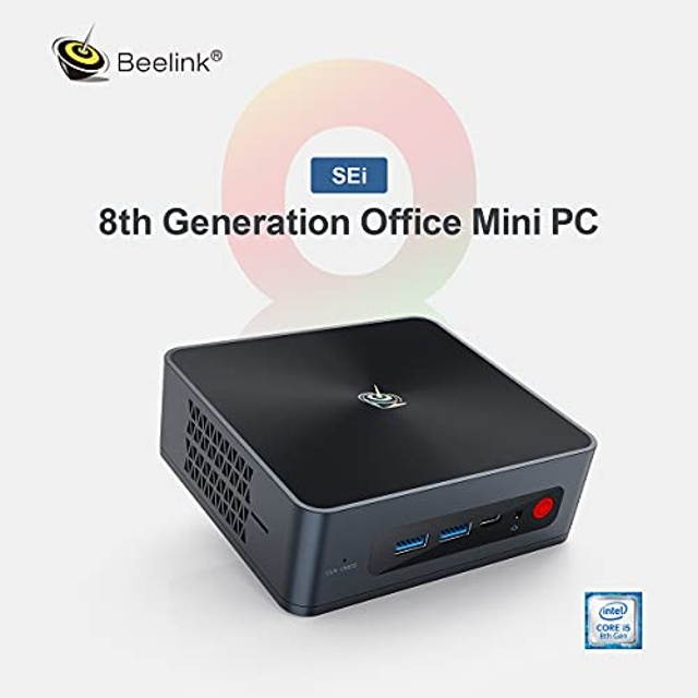Beelink Mini PC SEI8 Intel 8th Gen 4-Core i5-8259U(Up to 3.8GHz) Mini Computer 8GB RAM 256GB NVMe SSD,Windows 10 Pro 28W High Performance Mini Desktop Computer,4K@30hz Dual HDMI,WiFi 6,BT5.0