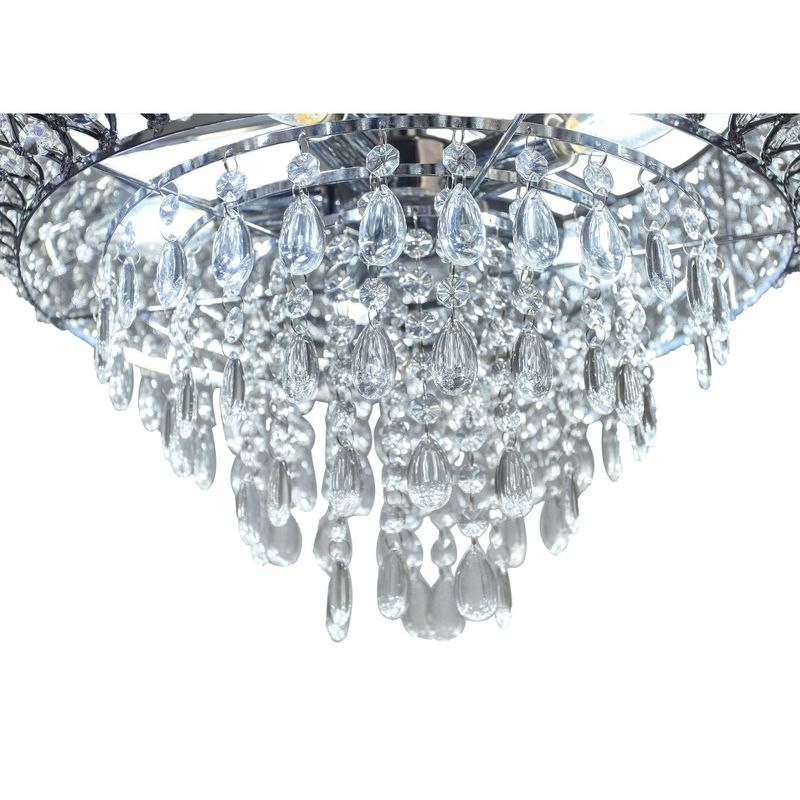 14.25" Tiered Crystal Glass Hanging Chandelier Chrome - River of Goods