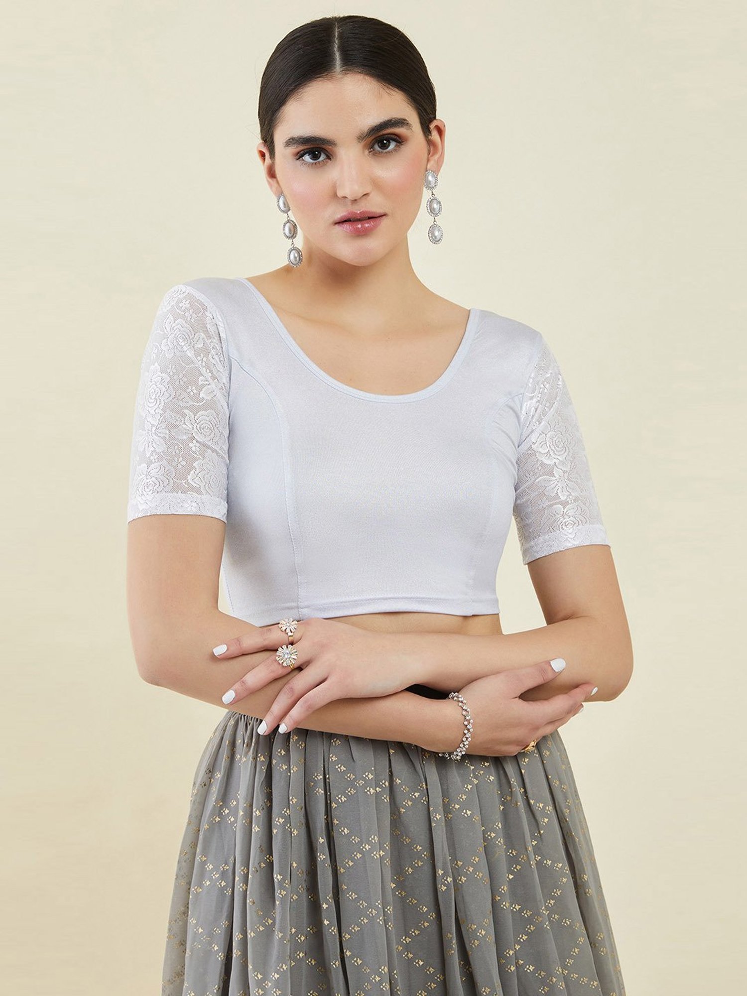 Soch Silver Plain Readymade Blouse