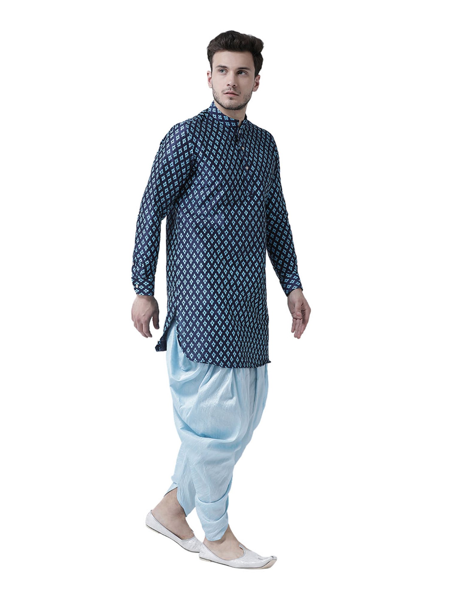 Deyann Navy Printed Full Sleeves Mandarin Collar Kurta Set