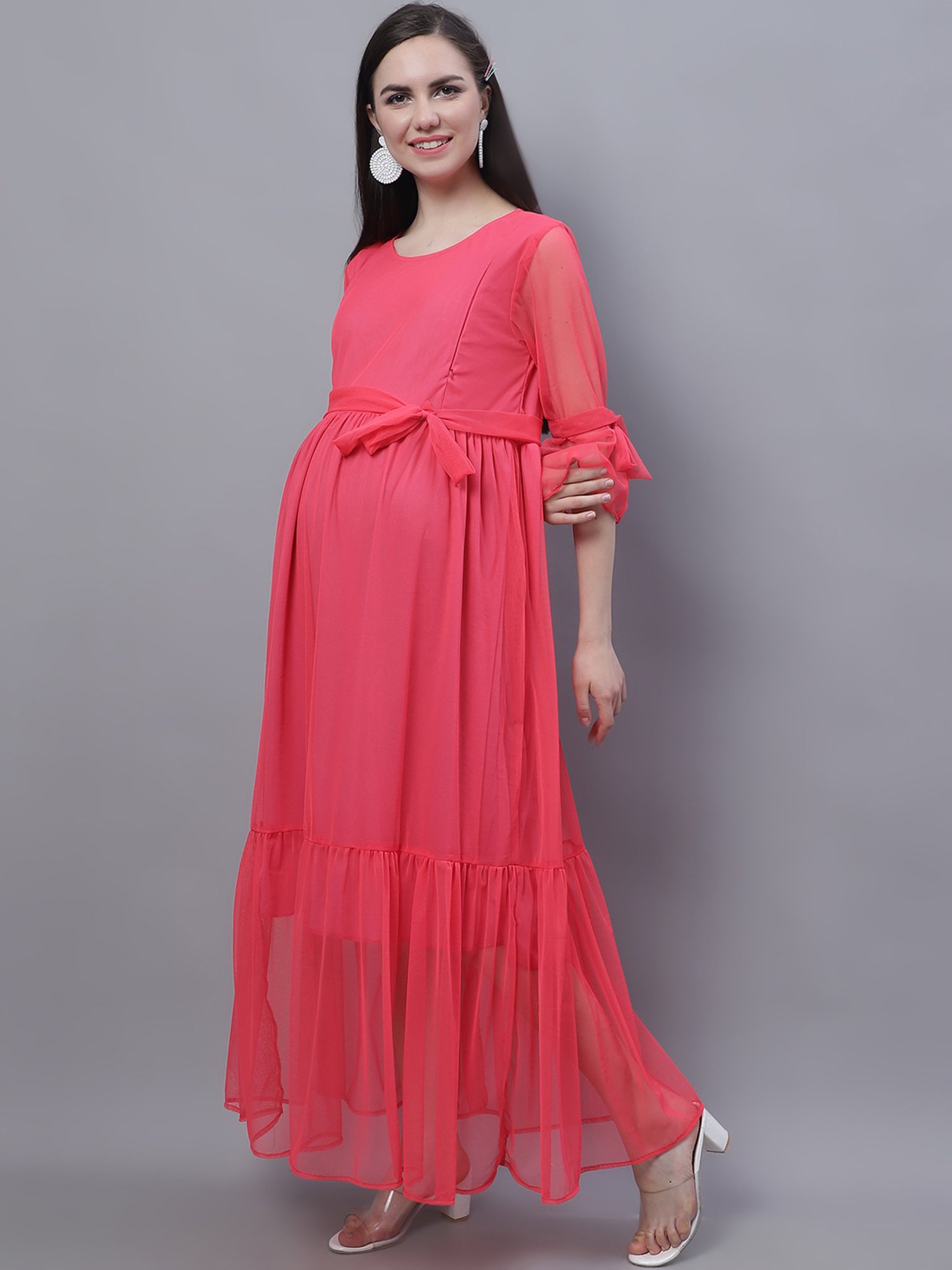 Moms Maternity Pink Plain Dress