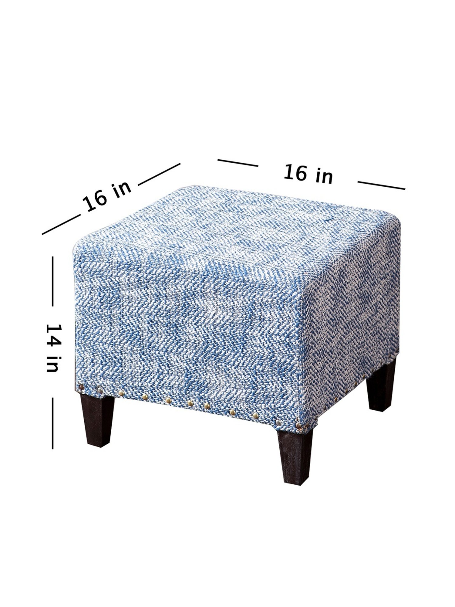 Nestroots Printed Blue Cotton Canvas Center Benche