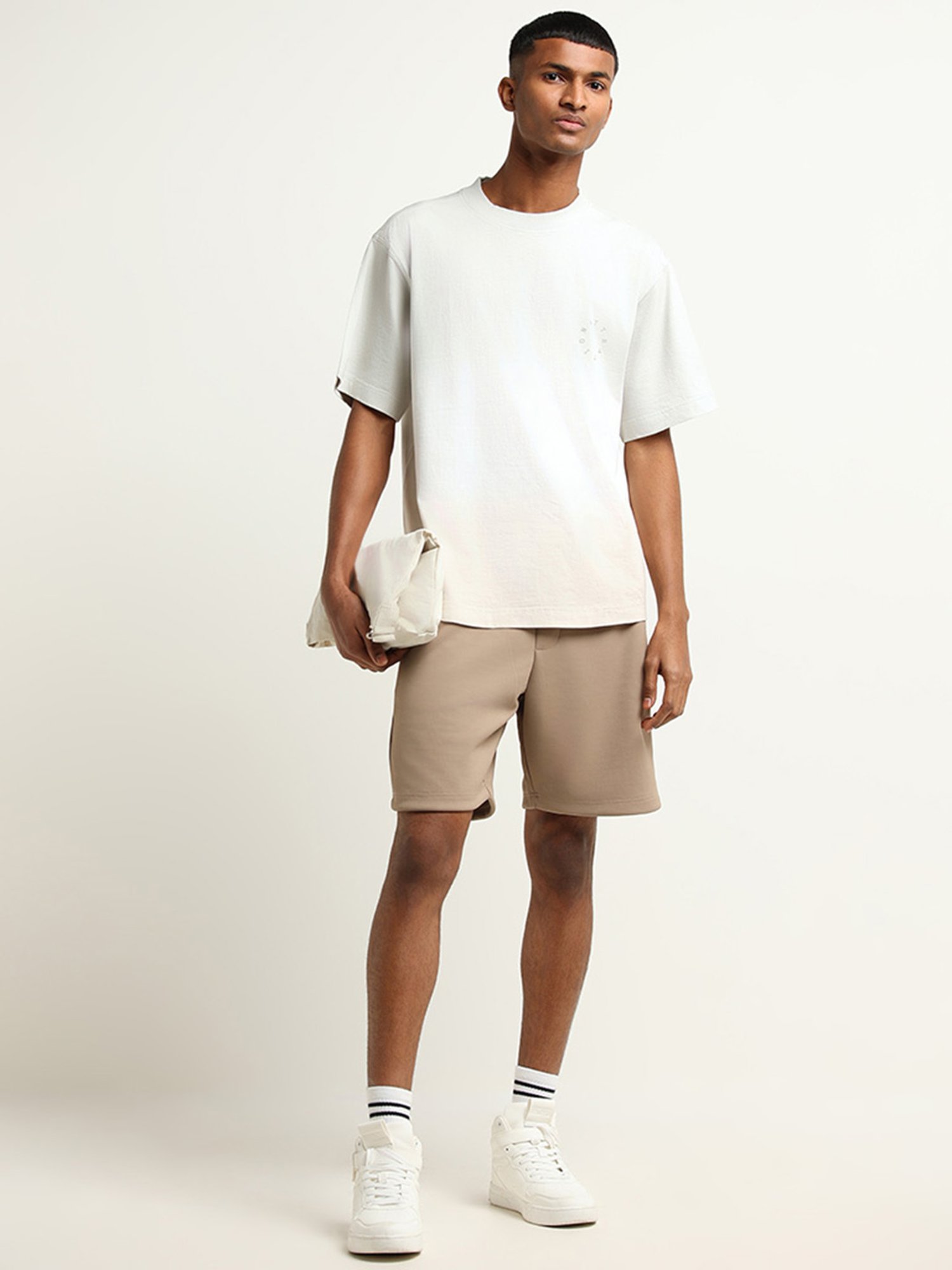 Studiofit by Westside Grey Ombre Printed Relaxed Fit T-Shirt