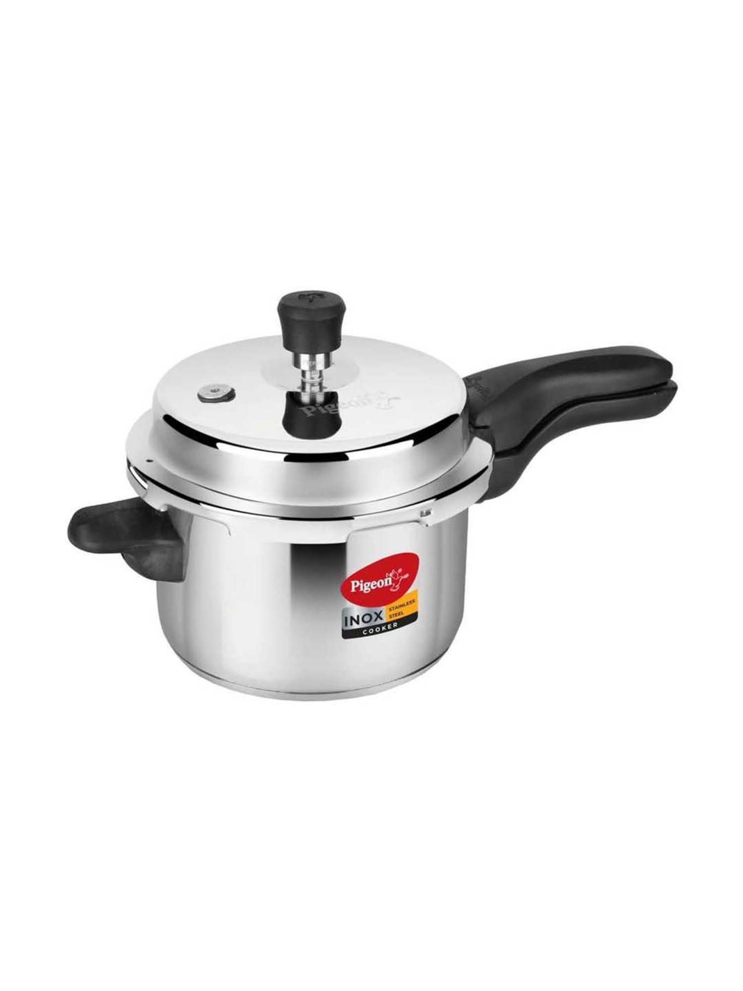 Pigeon Silver & Black Stainless Steel Induction Friendly Pressure Cooker (3 L) - Set of 1