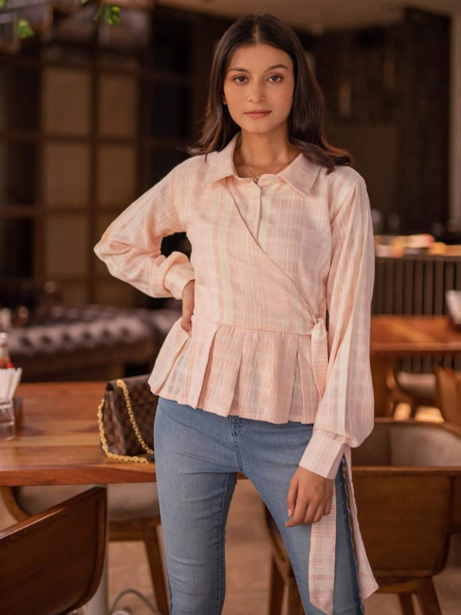 BInfinite Pink Button Front Knot Side Shirt