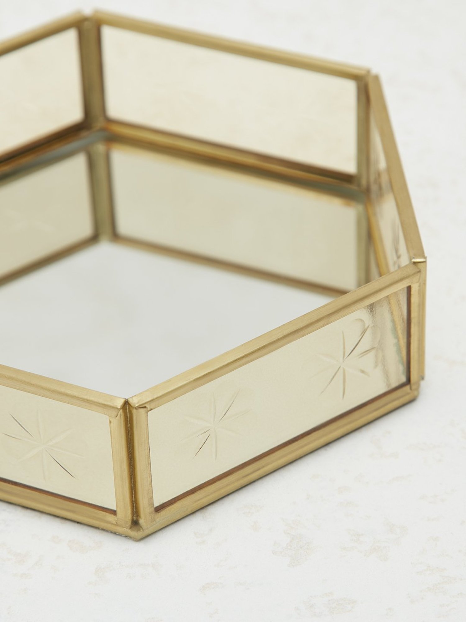 Westside Home Gold Glass Etched Trinket Tray