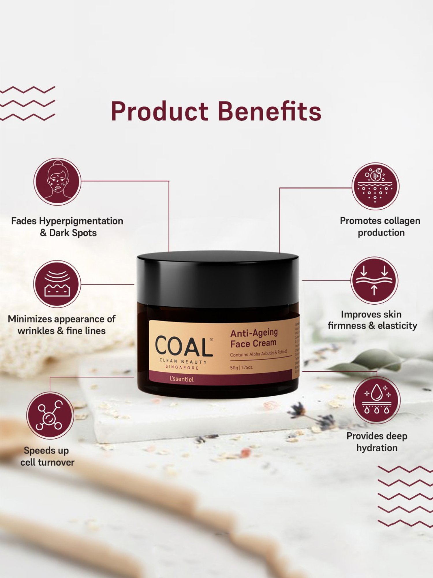 COAL Clean Beauty Anti-Ageing Face Cream - 50 gm