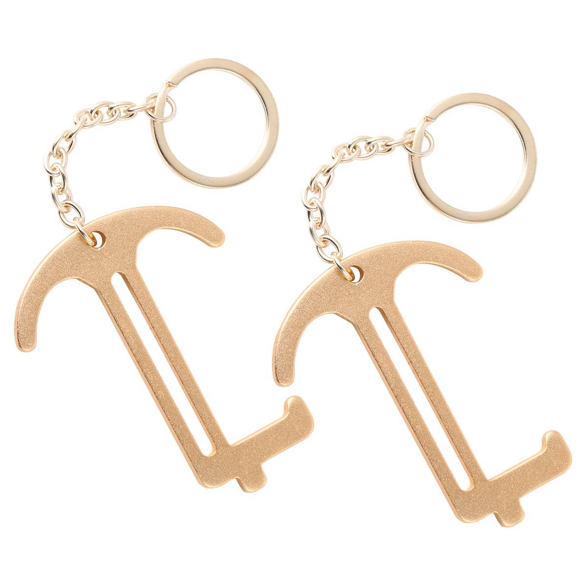 2PCS Portable EDC Door Opening Tool Mini EDC Door Opener Hygiene Door Opening Closing Key Chain (Golden)