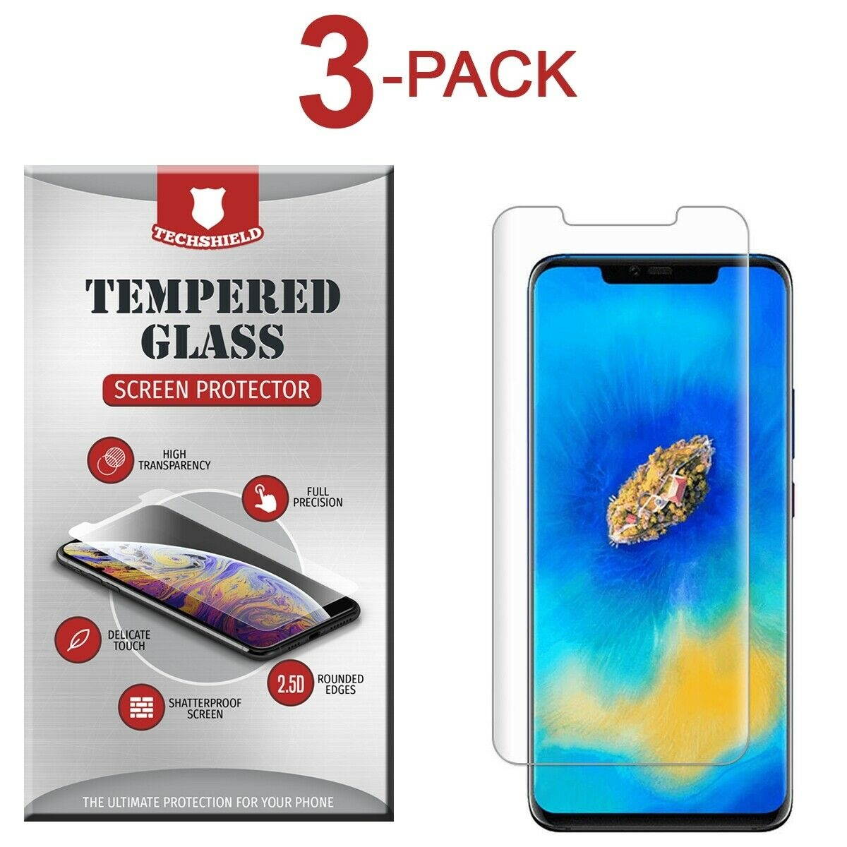 3-Pack Tempered Glass Film Screen Protector For Huawei Mate 20 Pro