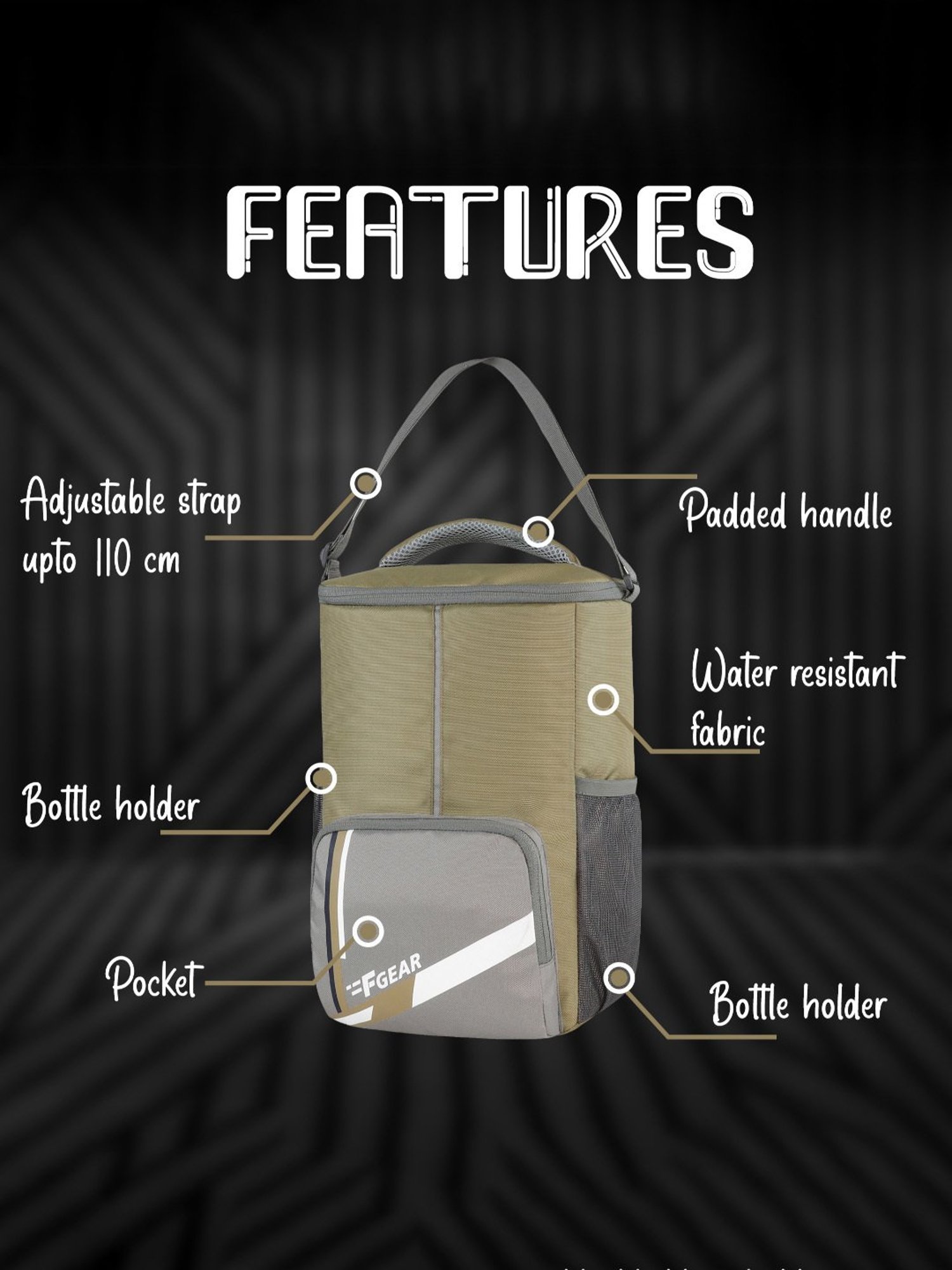 F Gear Ramen Khaki & Grey Medium Lunch Bag