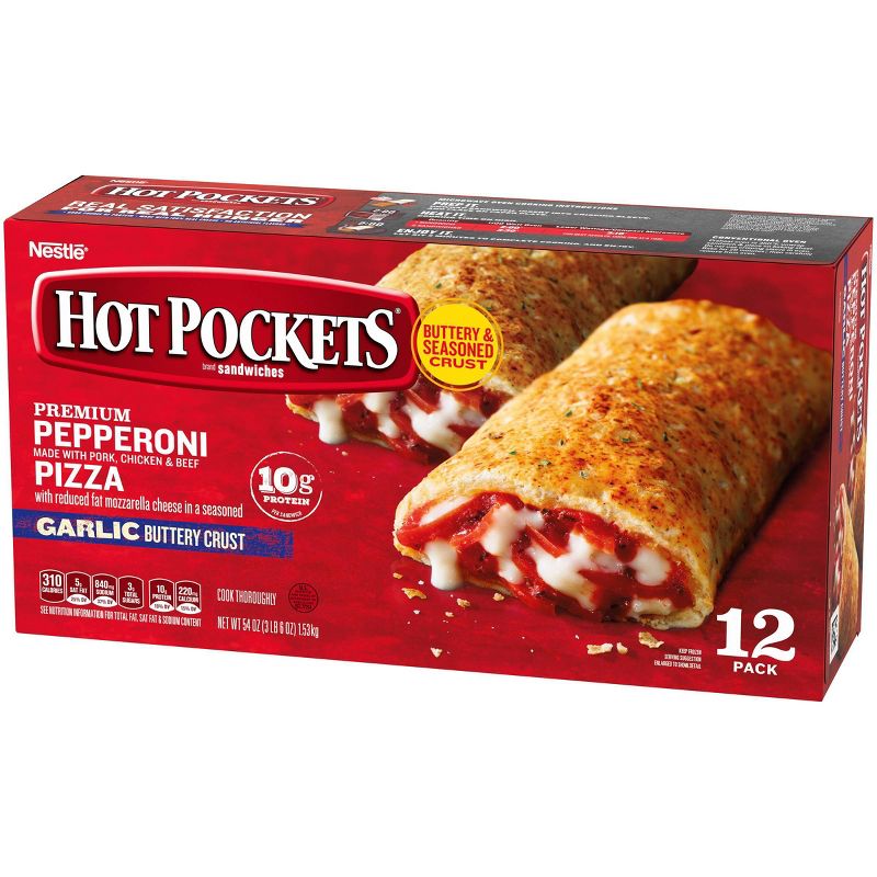 Hot Pockets Garlic Buttery Crust Frozen Pepperoni Pizza Value Pack - 54oz/12ct
