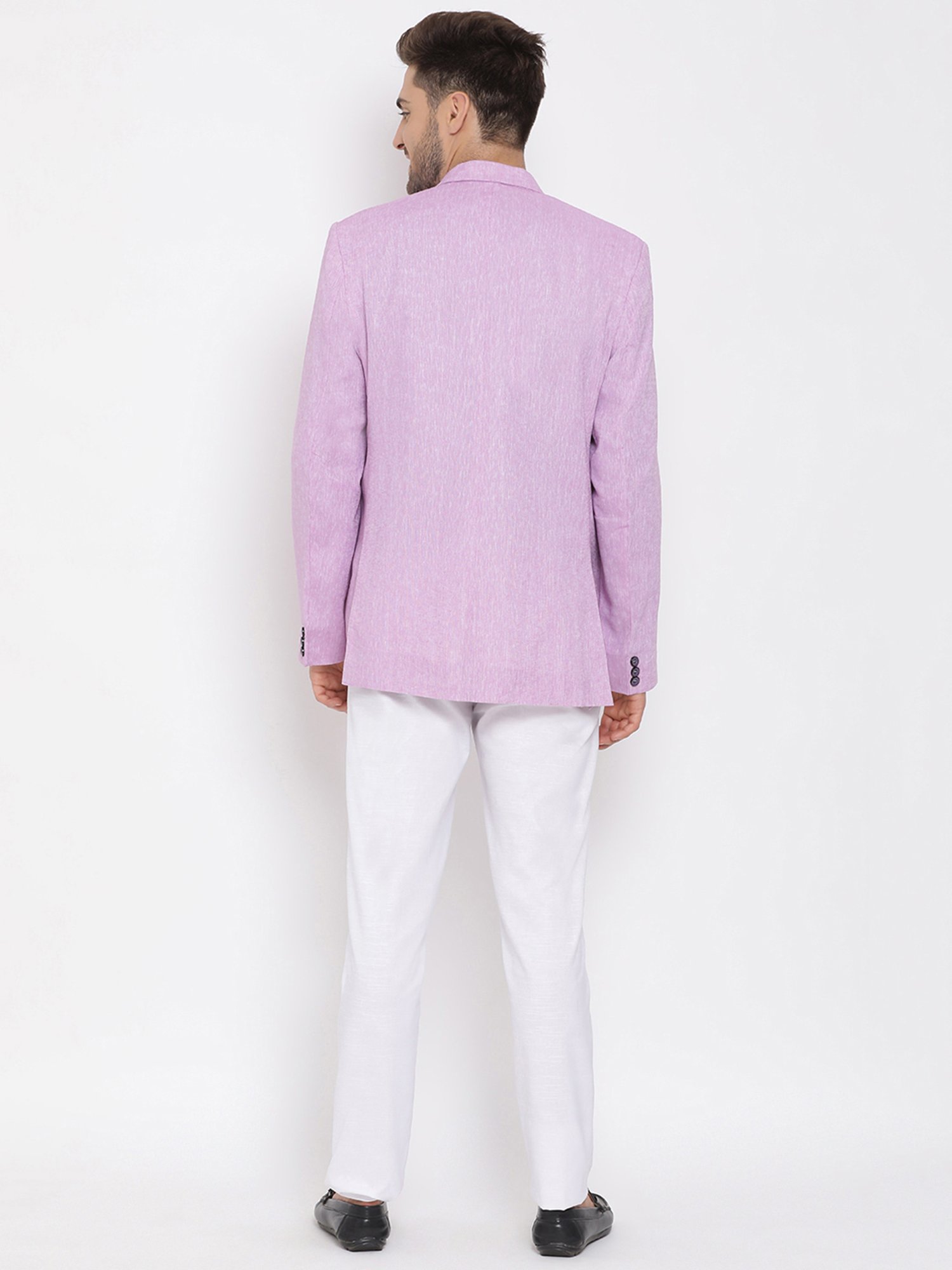 Hangup Plus Purple & White Regular Fit Notch Lapel Three Piece Suit