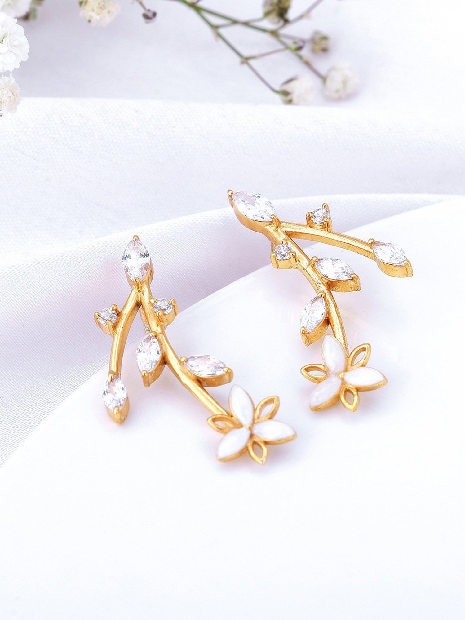 GIVA 925 Sterling Silver Bhumi Trillium Treasures Drop Earrings For Women