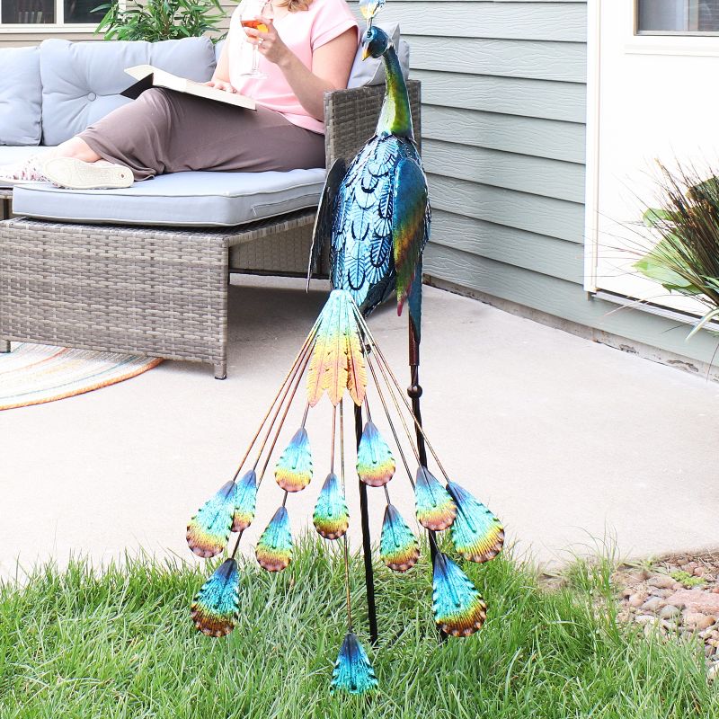 Sunnydaze Metal Peacock Outdoor Garden Yard Art Statue Sculpture - 34"