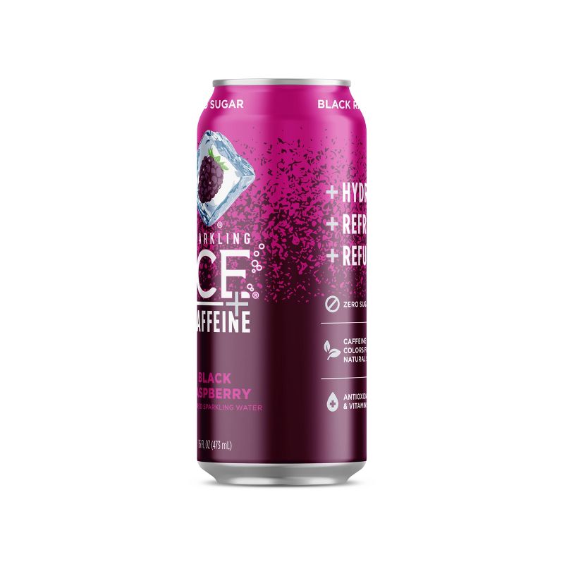 Sparkling Ice + Caffeine Black Raspberry - 16 fl oz Can