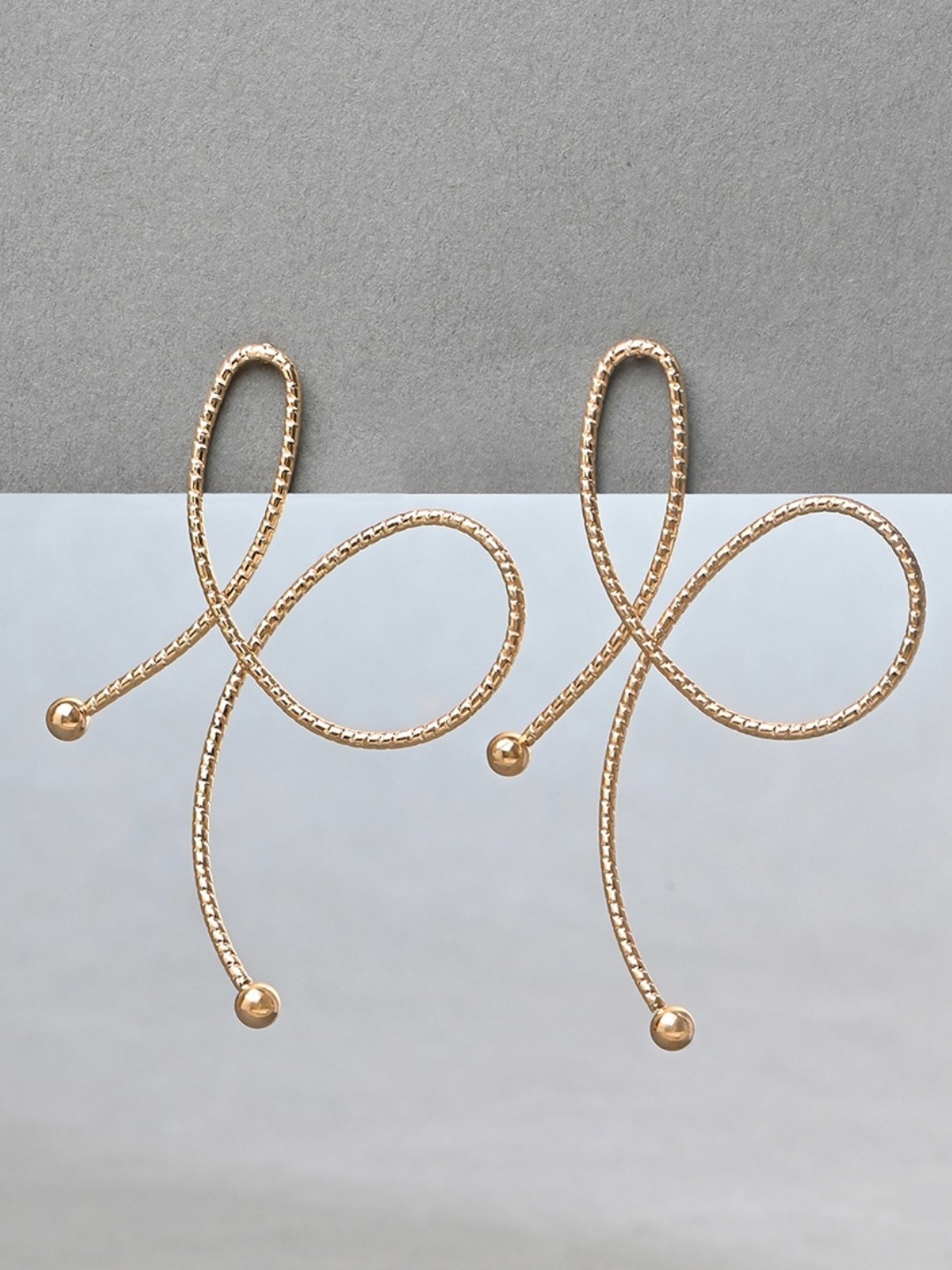 ToniQ Gold Korean Bow Stud Earrings for Women