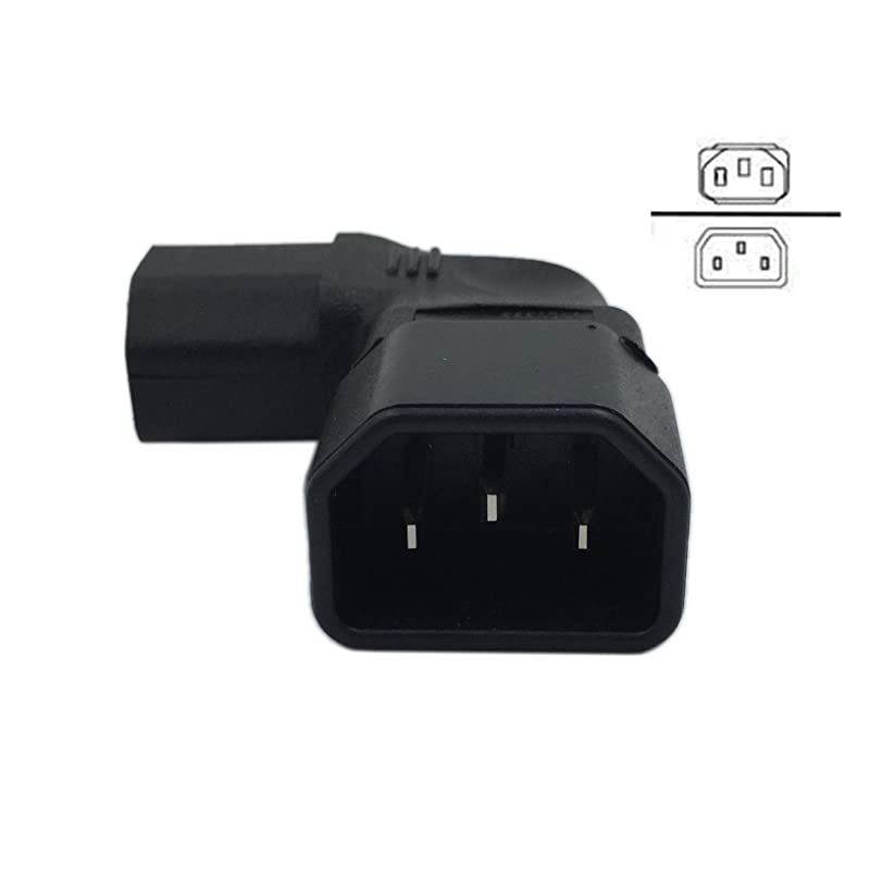 Right Angle IEC 320 C14 3 Pin Male to C13 Female PDU PSU UPS Power Extension Adapter Receptacle for LCD LED TV Wall Mount