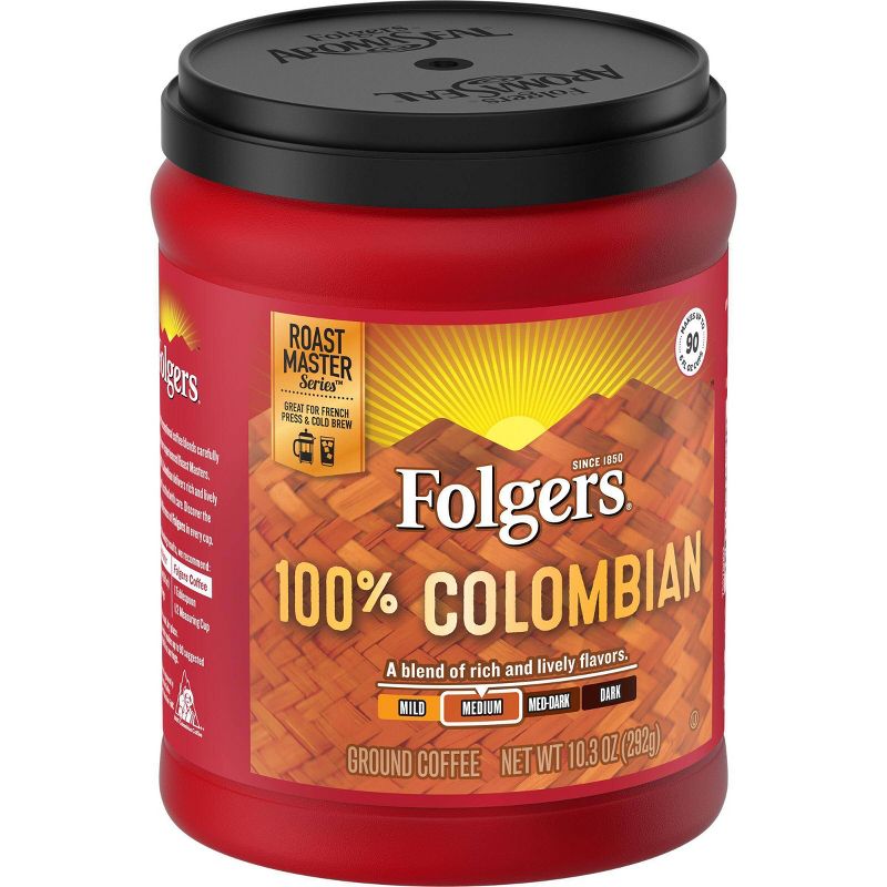 Folgers 100% Colombian Medium Dark Roast Ground Coffee - 10.3oz
