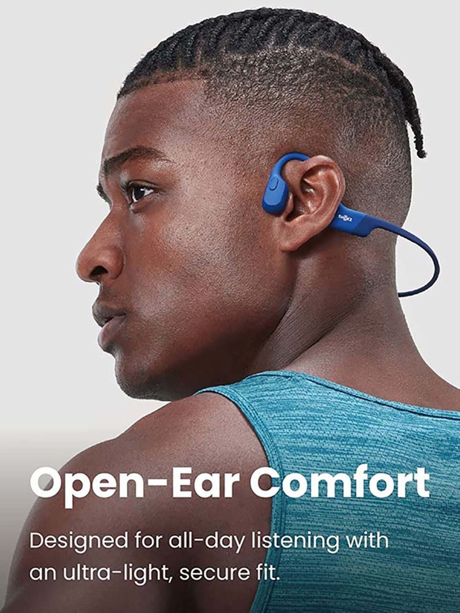 Shokz OpenRun Open-Ear Bluetooth Bone Conduction Sport Headphones (Blue)