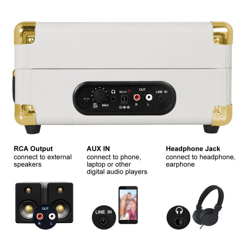 LP&No.1 Suitcase Bluetooth Turntable with Stereo Speaker,3 Speeds Vinyl Record Player Turquoise