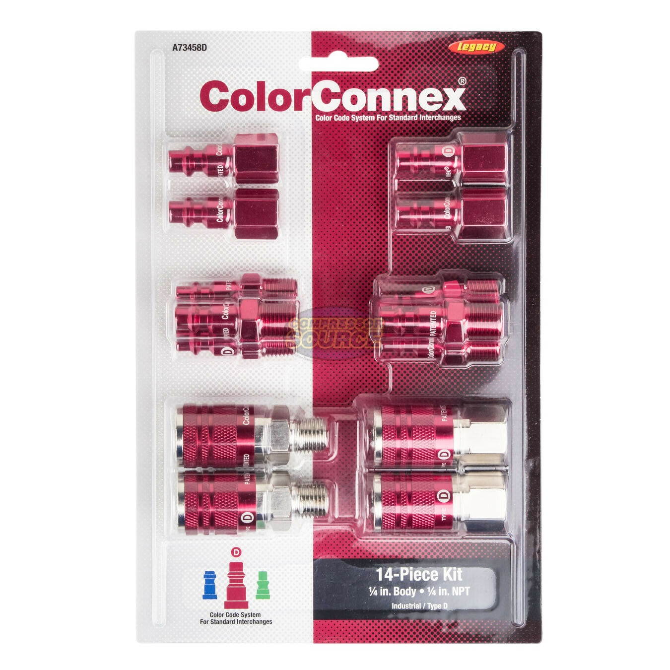 Industrial Type D A73458D 14 Pc 1/4" Inch Red Coupler / Plug Kit Set New