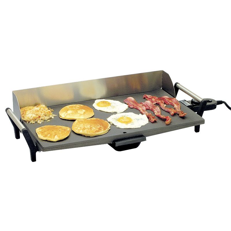 BroilKing PCG-10 Nonstick 21 x 12 Inch Professional Countertop Griddle for Chicken, Burgers, Sandwiches, and More with Handles, Gray