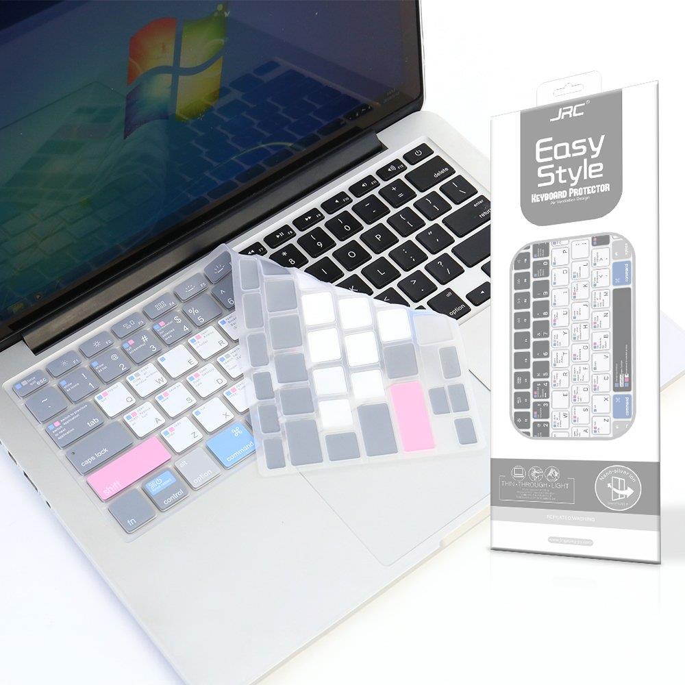 Premium Mac OS Shortcuts Keyboard Cover for MacBook Air 13 inch, MacBook Pro 13/15/17 inch(with or w/out Retina Display, 2015 or Older Version) and Older iMac-JRC Copyright Design
