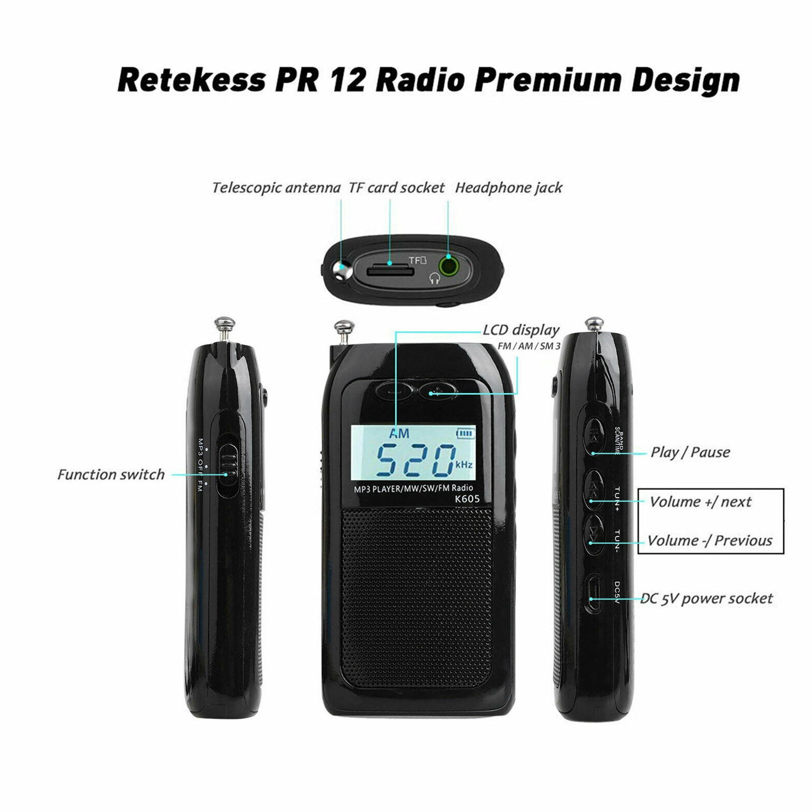 Digital FM AM SM Radio Mini Pocket Walkman Receiver Stereo w/ Earphones