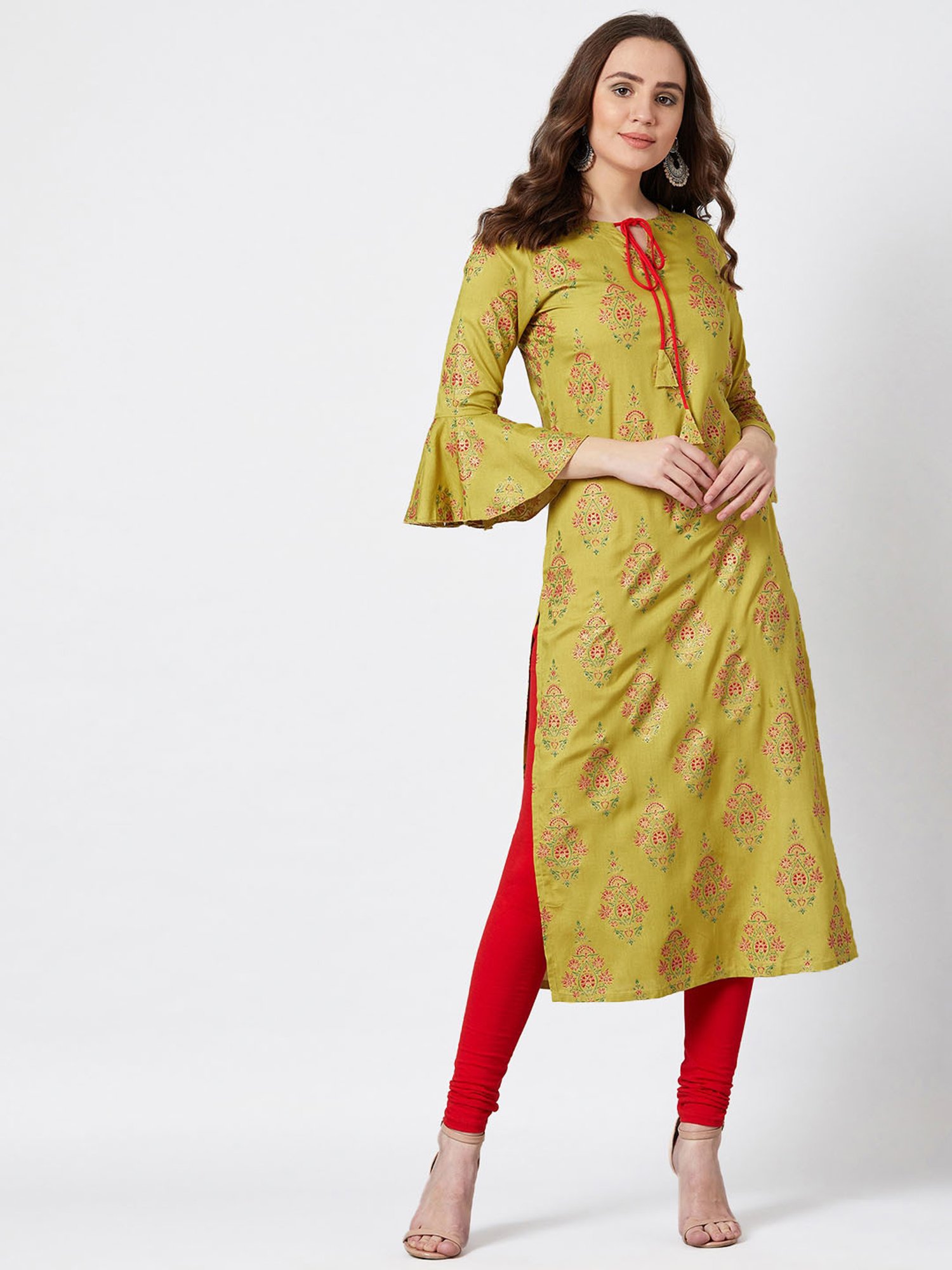 PANIT Green Printed Straight Kurta