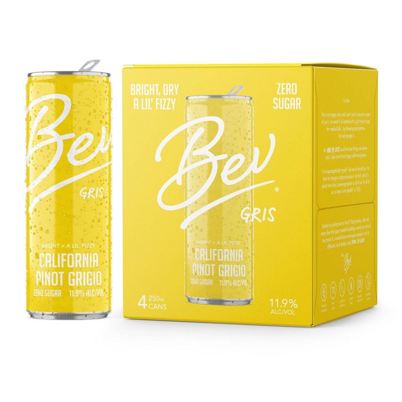 Bev Pinot Grigio White Wine - 4pk/250ml Cans