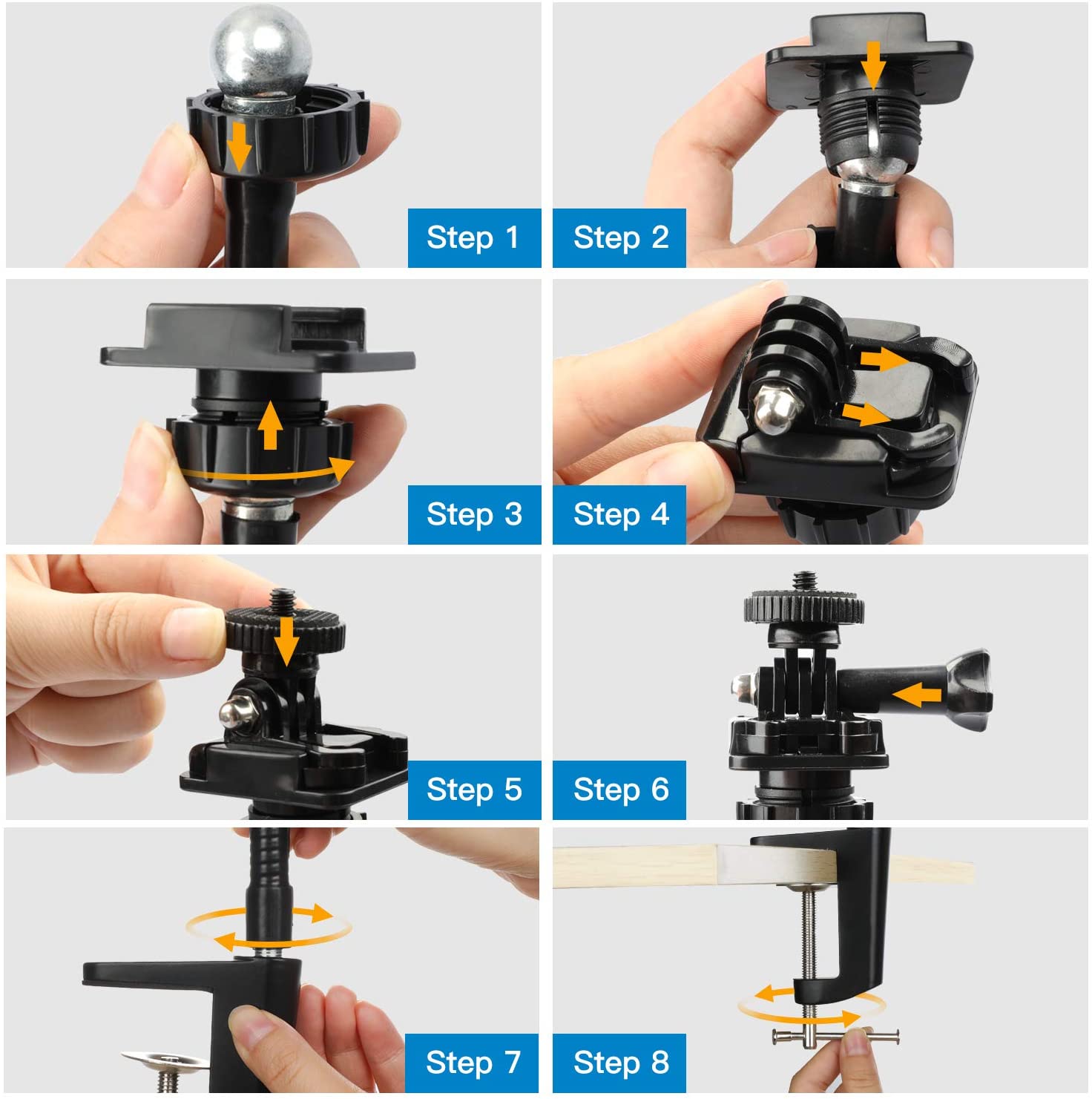 Webcam Stand - Enhanced Flexible Desk Mount with Jaws Clamp Clip Gooseneck Webcam Holder for Logitech Webcam C930e,C930,C920, C922x,C922, Brio 4K, C925e,C615, GoPro Hero 8/7/6/5, 15 Inch