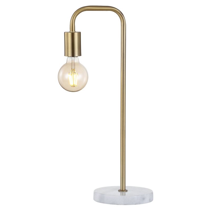 20.5" Metal/Marble Minimalist Glam Pipe Table Lamp (Includes LED Light Bulb) Brass - Jonathan Y
