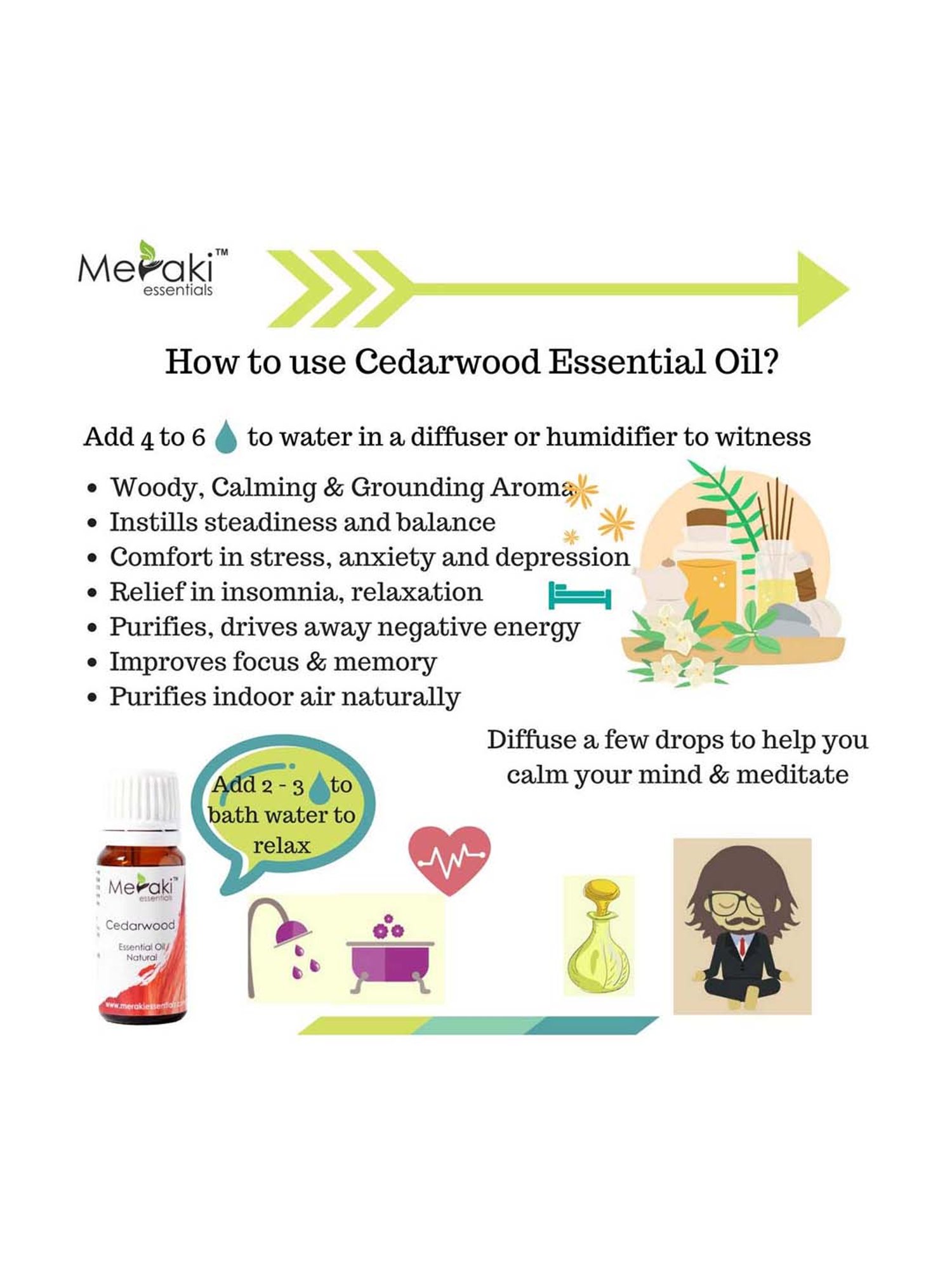Meraki Essentials Cedarwood Essential Oil - 10 ml
