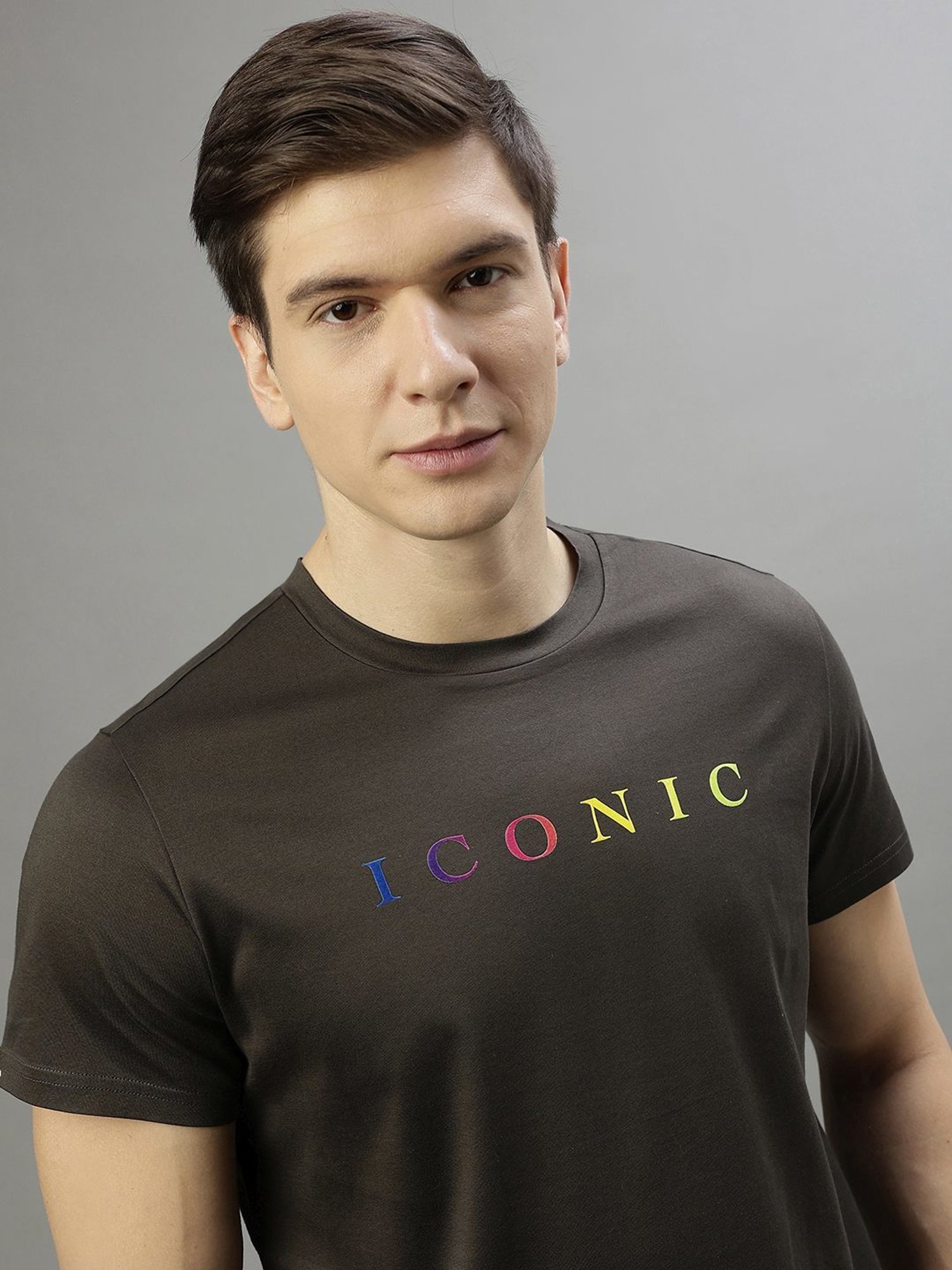 Iconic Men Typography Regular Fit Cotton T-shirt