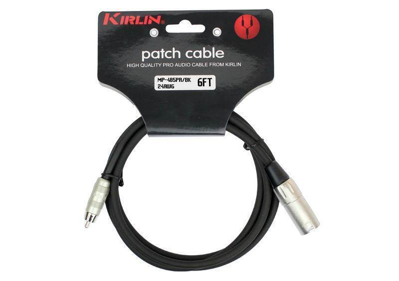 6ft Kirlin Original XLR 3-Pin Male to RCA Male 24awg OFC Patch Cable, XR-3006K