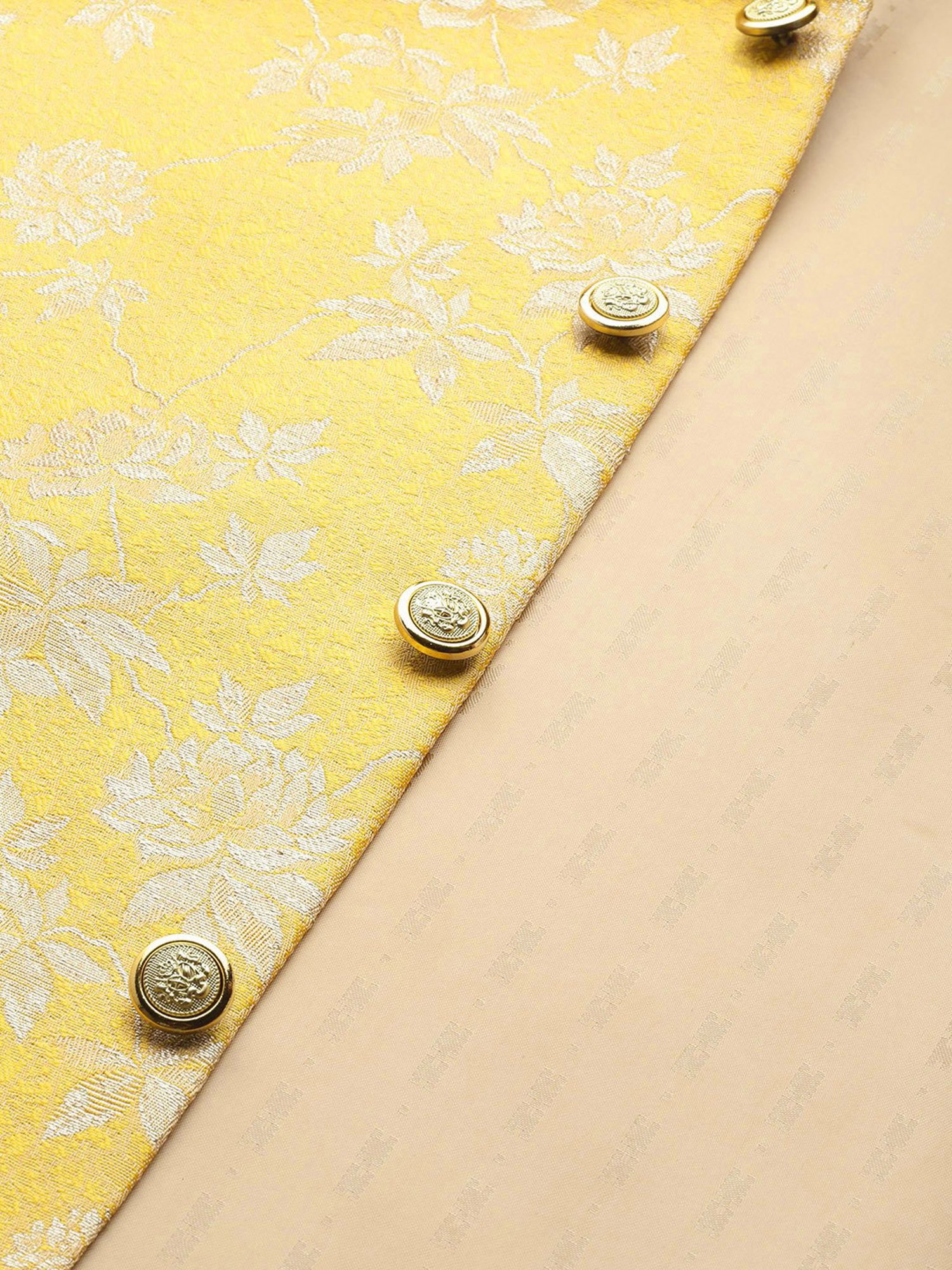 ManQ Yellow Slim Fit Nehru Jacket