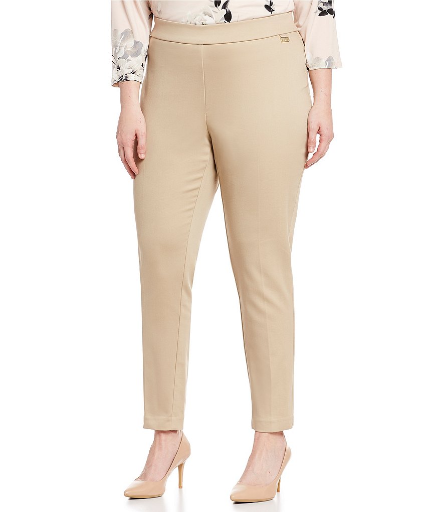 Kasper Plus Size Stretch Crepe Stand Combo Collar One Button Jacket