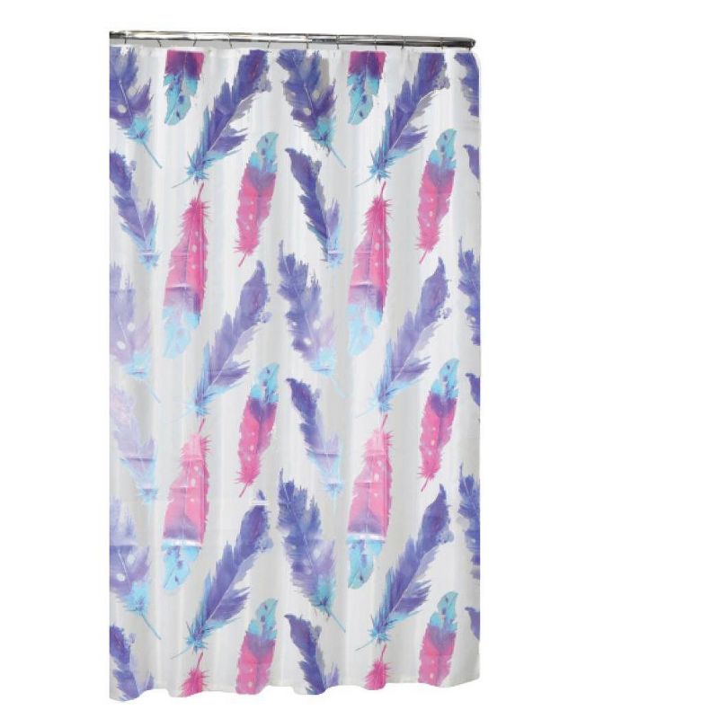 Painted Plume Shower Curtain Pink/Blue - Moda at Home