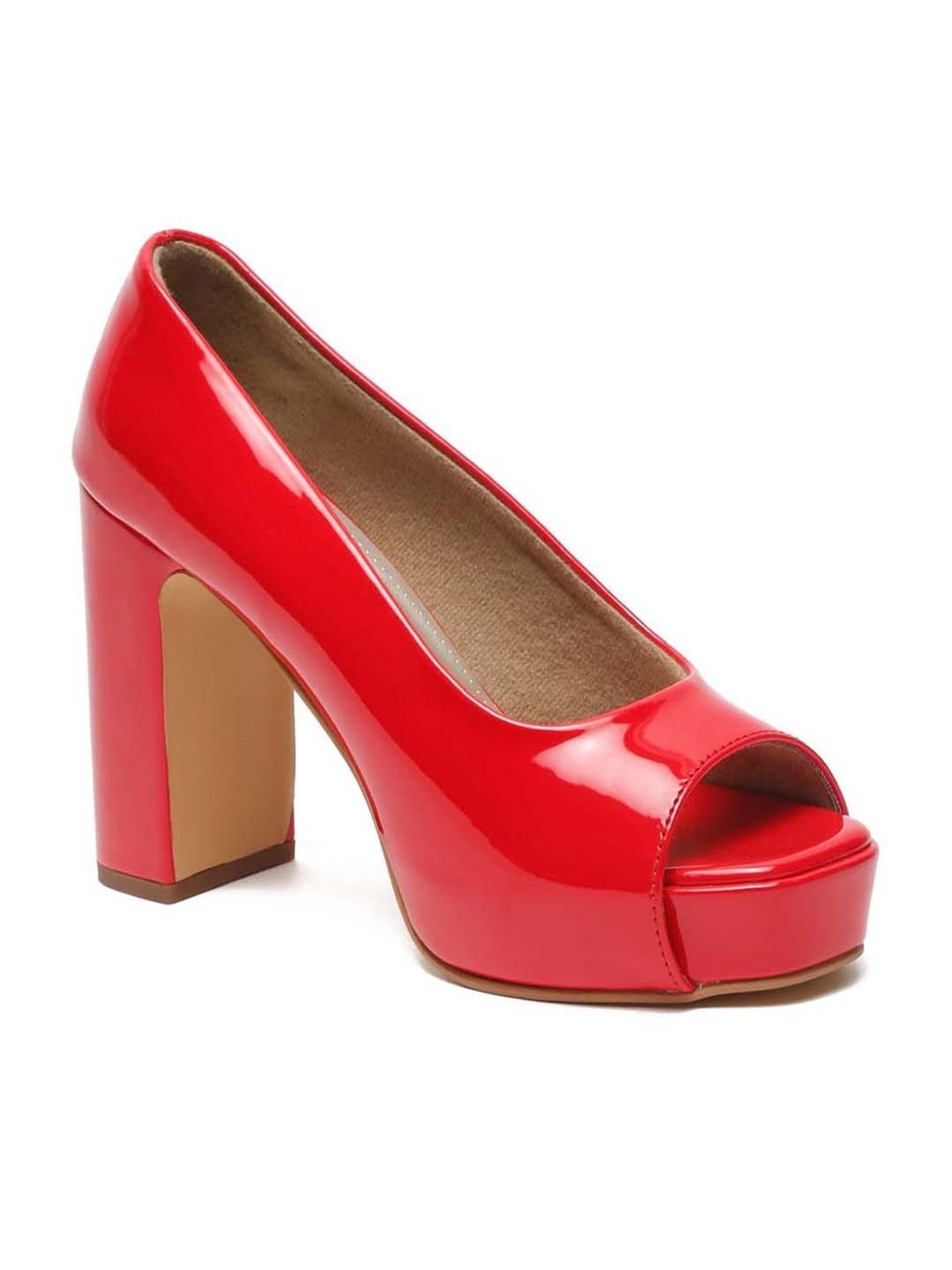 Flat N Heels Women's Red Peeptoe Shoes