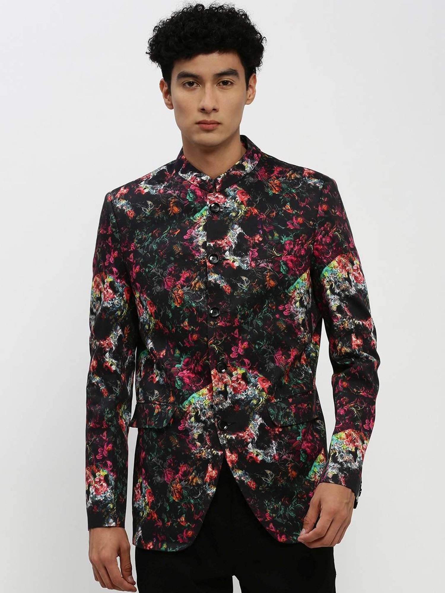 SHOWOFF Multicoloured Slim Fit Printed Blazer