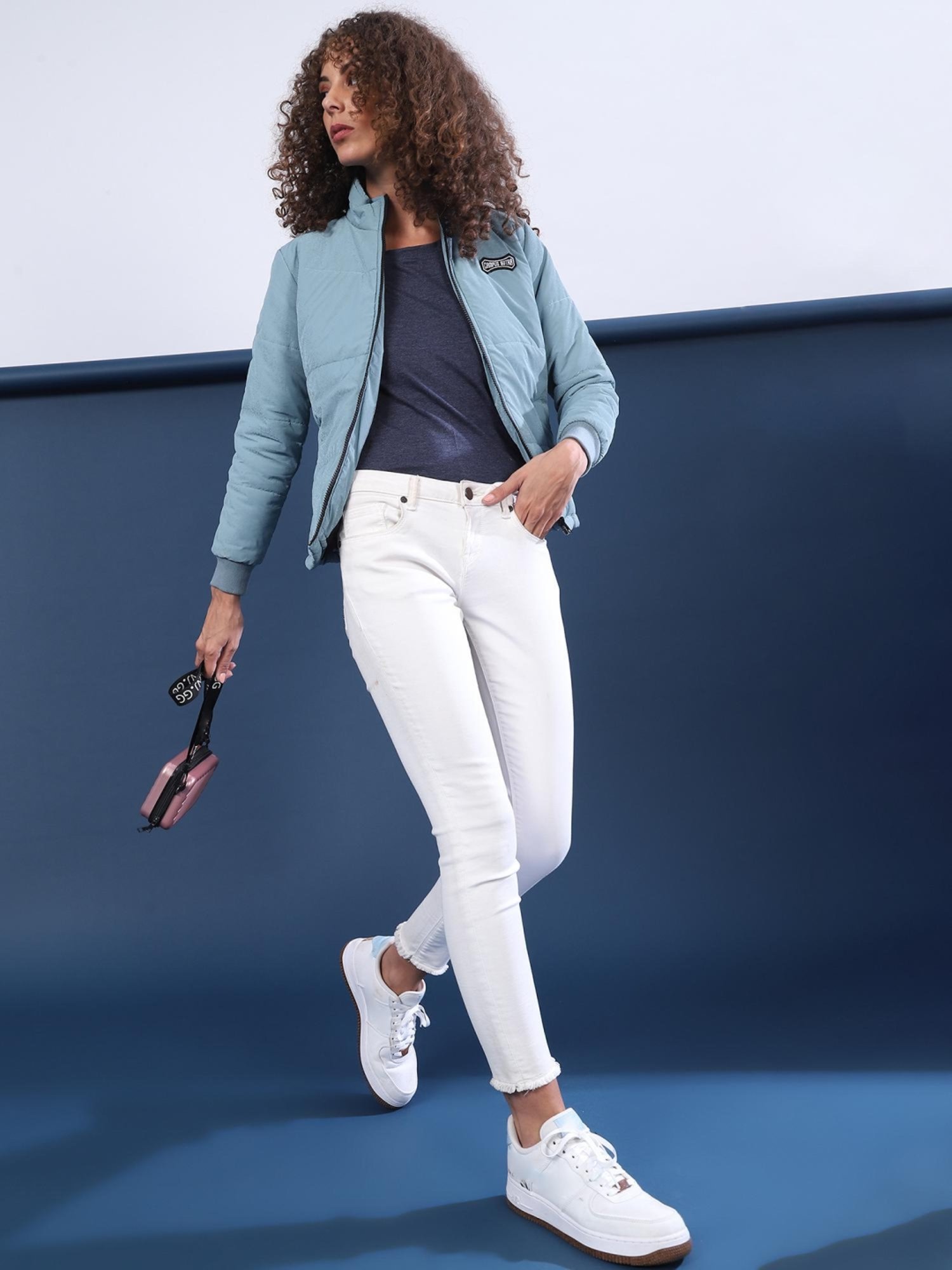 Campus Sutra Sea Blue Regular Fit Jacket