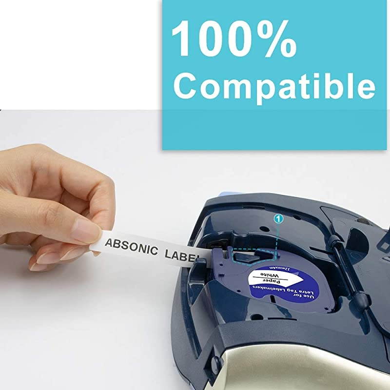 Compatible Label Tape Replacement for Dymo LetraTag 16952 Refill Clear Transparent LT 12mm 1/2 Inch Plastic Tape for Dymo LT-100H LT-100T Plus LT-110T QX50 Label Maker, 1/2" x 13', 6-Pack