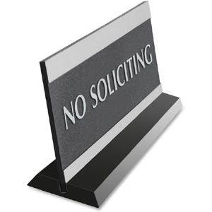 Headline Sign Century Series Office Sign NO SOLICITING 9 x 3 Black/Silver 4758
