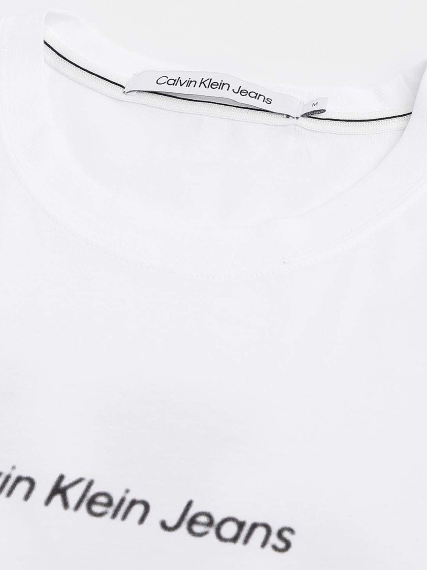 Calvin Klein Bright White Cotton Regular Fit Logo Printed T-Shirt