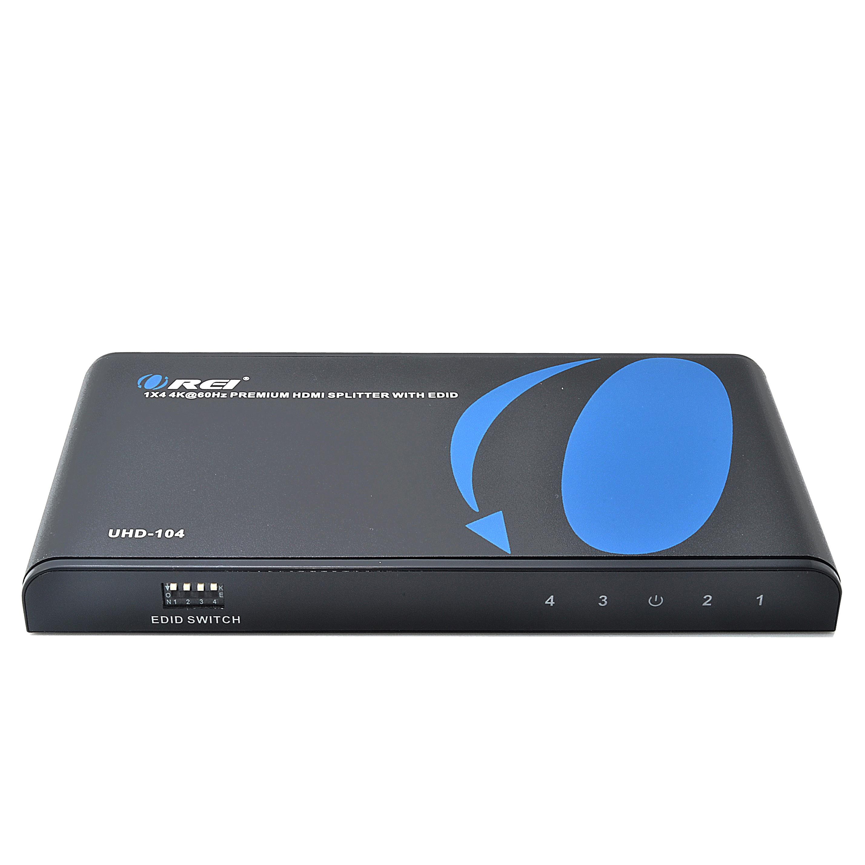 Orei 1x4 2.0 HDMI Splitter 2 Ports with Full Ultra HDCP 2.2, 4K at 60Hz & 3D Supports EDID Control - UHD-104