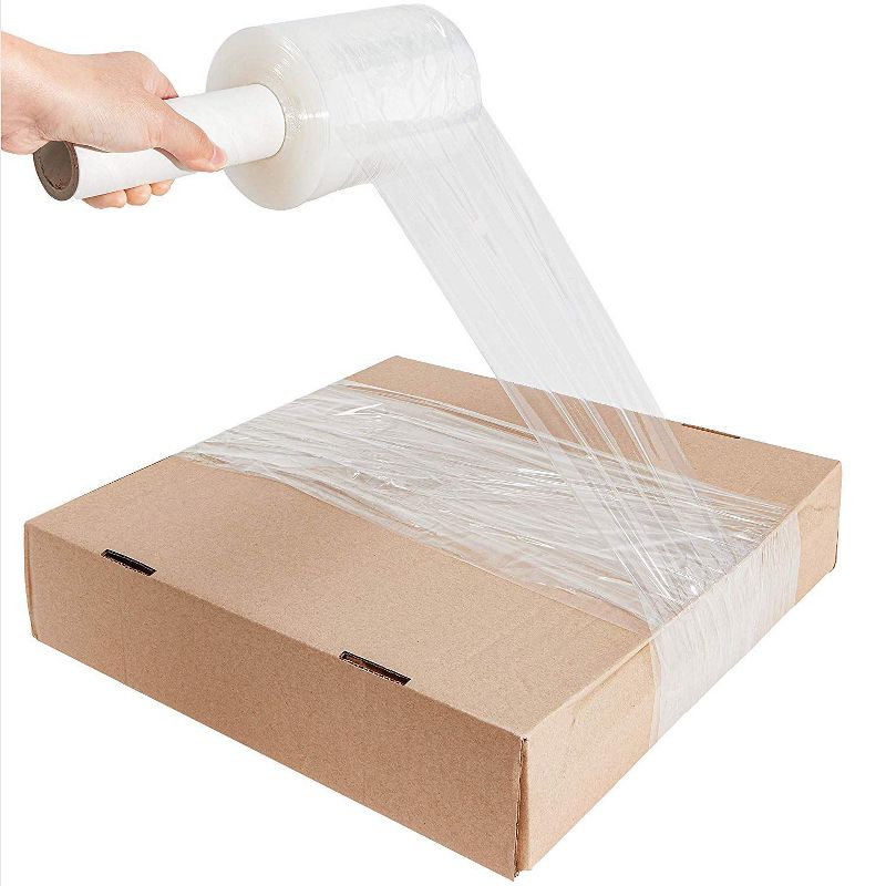 Juvale 12 Pack 80 Gauge Clear Stretch Wrap Film Roll with Handle (5 in x 1000 ft)